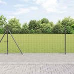 vidaXL Hek met Paal Grijs 0,8 x 10 m Staal, Verzenden, Nieuw, IJzer