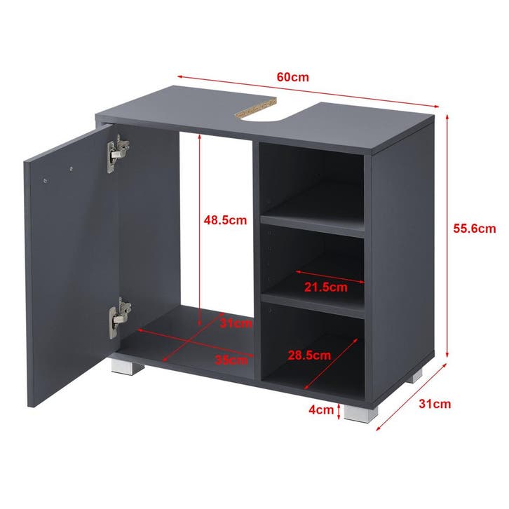 Wastafelonderkast badkamermeubel 55,6x60x31 cm donkergrijs, Huis en Inrichting, Badkamer | Badkamermeubels, Verzenden