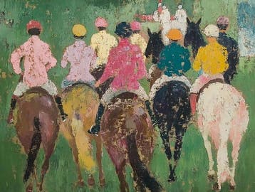 CREATIVE_HUB - Equestrian sunday ride impressionist oilpaint, Antiek en Kunst