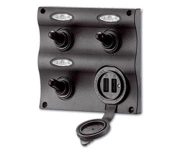 Schakelpaneel 12V 3 Schakelaars + 2x USB Oplader, Ophalen of Verzenden, Nieuw, Zeilboot of Motorboot