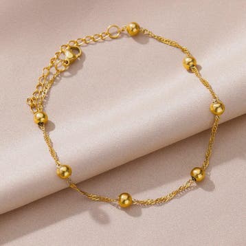 Gouden Anklet met Kralen en Bedels - Roestvrij Staal - Zomer, Verzenden, Nieuw