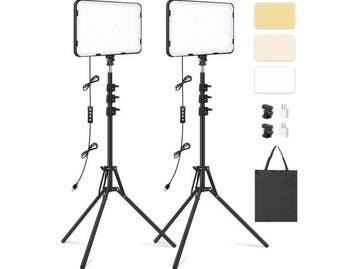 Veiling - LED video licht met statief 2 stuks 2500-8500 K, Nieuw