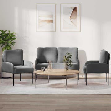 vidaXL Sofa-Sets 3 st Donkergrijs Multiplex, Huis en Inrichting, Banken | Bankstellen, Verzenden, Nieuw, Minder dan 150 cm
