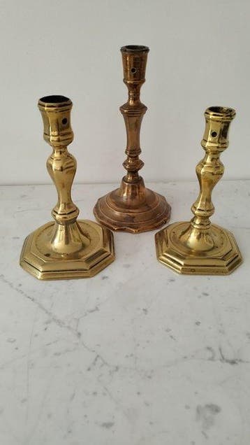 Taperstick (kleine blaker met een dunne pijp) (3) - Messing, Antiek en Kunst