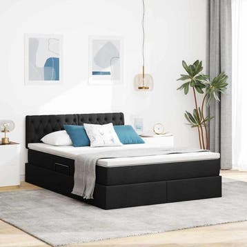 vidaXL Opbergbed met matras met hoofdeinde Zwart 140 x 190, Verzenden, Nieuw, Zwart