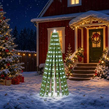 vidaXL LED Kerstboom EKENAS 150 cm 240 LEDs Koel wit Staal, Verzenden, Nieuw