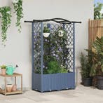 vidaXL Verhoogd Bed met Trellis en Dak Grijs 122 x 40 x 141, Verzenden, Nieuw, Minder dan 60 cm, 60 cm of meer