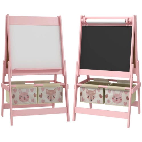 kunst-ezel voor kinderen, 2-in-1 houten kunst-ezel, dubbelzijdig met magnetisch whiteboard en krijtbord, verstelbaar staand draaibaar opvouwbaar tekenbord met schilderaccessoires voor jongens en meisjes | NL