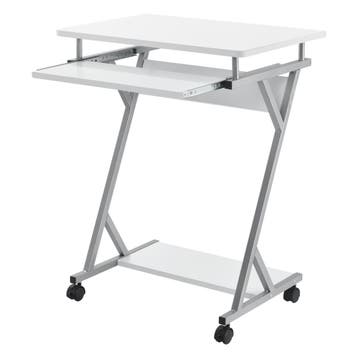 Computertafel bureau op wielen pc tafel 60x40x75 cm wit, Verzenden, Nieuw