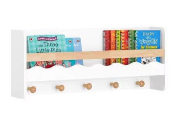 Kinder wandgarderobe met boekenplank en haken, Verzenden, Nieuw