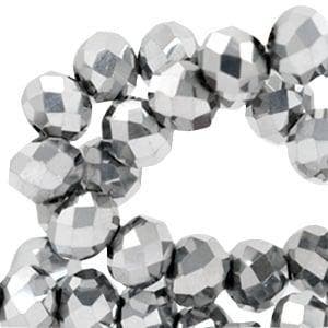 15 x Top Facet kralen 6x4 mm disc Labrador silver, Ophalen of Verzenden, Nieuw, Kraal