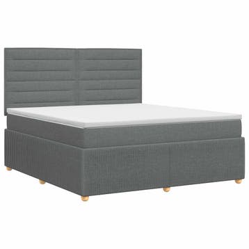 vidaXL Boxspringbed met matras Donkergrijs 140 x 200 cm Stof, Huis en Inrichting, Slaapkamer | Bedden, Verzenden, Nieuw