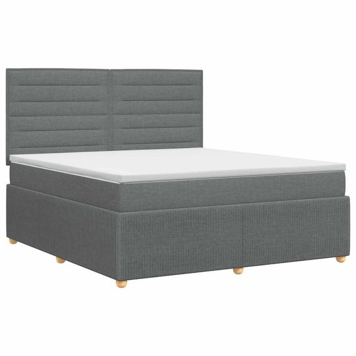 vidaXL Boxspringbed met matras Donkergrijs 140 x 200 cm Stof, Huis en Inrichting, Slaapkamer | Bedden, Nieuw, Verzenden
