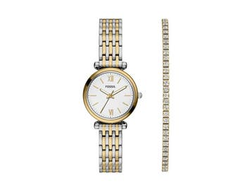 FOSSIL Dames Horloge geschenkset - 28 mm - Goud/Zilver -, Kleding | Dames, Overige Dameskleding, Verzenden, Zo goed als nieuw