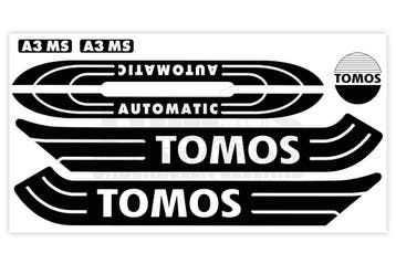 Tomos Stickerset glans standaard automatic zwart / wit co..., Ophalen of Verzenden, Nieuw, A.J. Bromfiets Parts B.V.