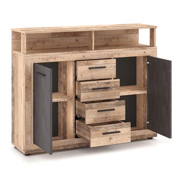 Dressoir  120 cm Breed-Antraciet Eiken Antraciet Eiken, Huis en Inrichting, 100 tot 150 cm, Verzenden, Nieuw, 25 tot 50 cm
