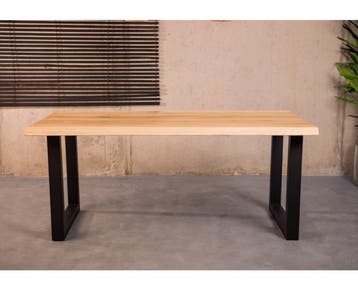 Boomstamtafel eiken MALMO met U-poten - 260x100 cm |, Ophalen of Verzenden, Nieuw