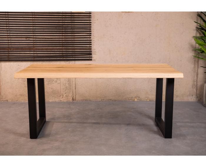 Boomstamtafel eiken MALMO met U-poten - 260x100 cm |, Huis en Inrichting, Tafels | Eettafels, Nieuw, Ophalen of Verzenden