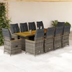 vidaXL 11-delige Bistroset met kussens poly rattan grijs, Tuin en Terras, Tuinsets en Loungesets, Verzenden, Nieuw, Rotan, Meer dan 8 zitplaatsen