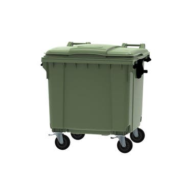 Container 1100 ltr vlak deksel - groen, Verzenden