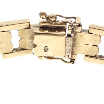 8 karaat Bismarck schakelarmband, Ophalen of Verzenden, Gebruikt, Geel, Goud