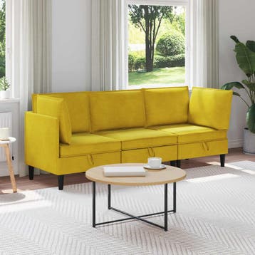 vidaXL Woonkamer Meubelset met kussen met opslag 3 pcs Geel, Huis en Inrichting, Verzenden, Nieuw