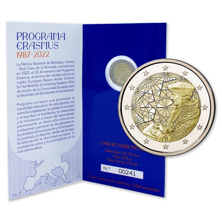 Spanje 2 Euro Erasmus 2022 Proof, Postzegels en Munten, Munten | Europa | Euromunten, Verzenden