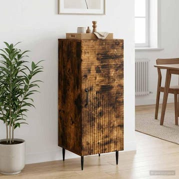 vidaXL Dressoir Gerookt eiken 33 x 34,5 x 89,5 cm Bewerkt, Huis en Inrichting, Kasten | Dressoirs, Verzenden, Nieuw, Overige houtsoorten