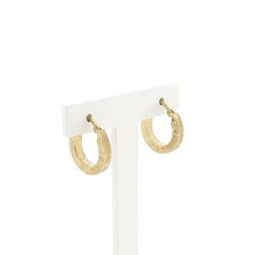 Gematteerd gouden oorringen met diamantslijpsel | 16.7 mm, Ophalen of Verzenden, Gebruikt, Goud, Goud