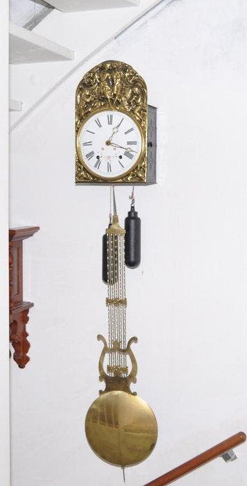 Comtoise klok Rococo stijl Messing, Metaal, Porselein -, Antiek en Kunst, Antiek | Klokken