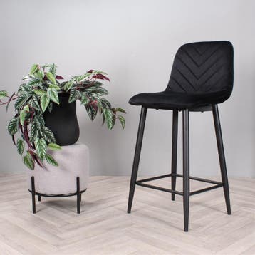 Gaby barkruk velvet 65 cm 2.0 - zwart, Ophalen of Verzenden, Nieuw, Zwart