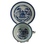 Kop en schotel - Porselein - landschap pagode