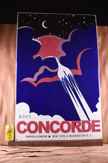 Concorde; British Airways - original sign - Emaille bord -, Antiek en Kunst