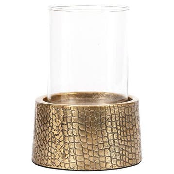 Bazar Bizar De Croco Kaarsenhouder Met Glas - Messing - L -, Ophalen of Verzenden, Zo goed als nieuw, Metaal, Kandelaar