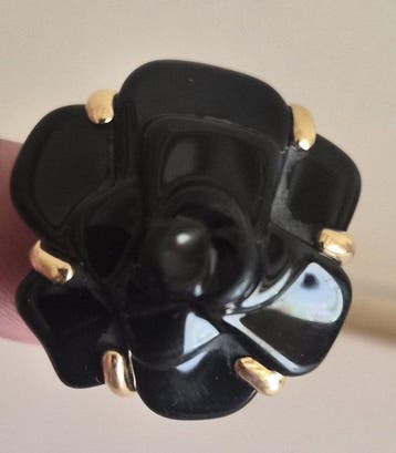 Chanel - Ring - 18 karaat Geel goud Onyx, Nieuw