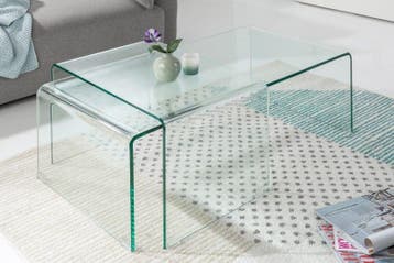 Hoogwaardige set van 2 glazen salontafels FANTOME 100cm, Ophalen of Verzenden, Nieuw