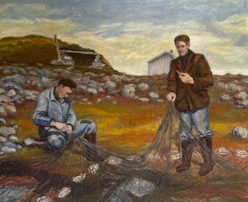 Ruth Barstad - Fishermen Mending Nets
