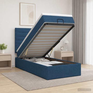 vidaXL Ottoman bed met matras met hoofdeinde Blauw 90 x 190, Verzenden, Nieuw, Eenpersoons, Blauw