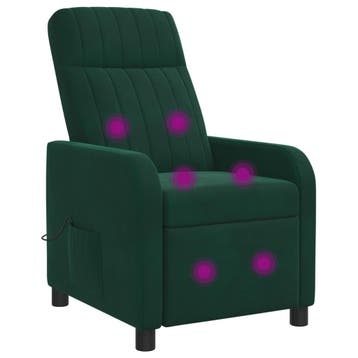 vidaXL Massage Recliner Donkergroen fluweel, Verzenden, Nieuw