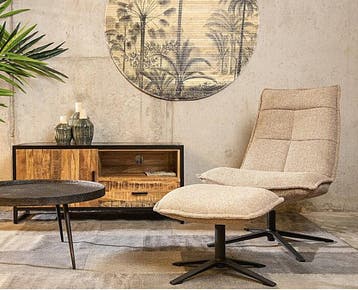 Fauteuil Marcus met voetenbank | Eleonora | Beige, Ophalen of Verzenden, Nieuw