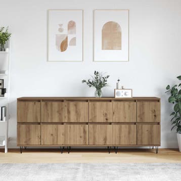 vidaXL Dressoirs 3 st Artisan Eiken, Huis en Inrichting, Kasten | Dressoirs, Verzenden, Nieuw, Overige houtsoorten, Minder dan 50 cm