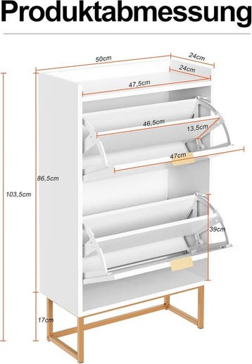 Schoenenkast - Schoenenrek - 50x24x103,5 cm - Wit - UEV, Verzenden, Zo goed als nieuw