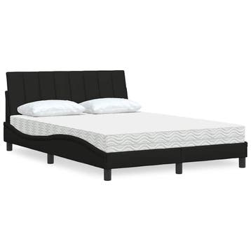 vidaXL Bed met matras Hanko stof zwart 120x200 cm, Verzenden, Zwart, Nieuw, Twijfelaar