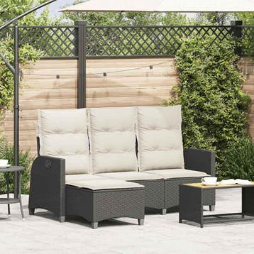 vidaXL Verstelbare tuinbank met kussens L-vormig poly rattan, Verzenden, Nieuw
