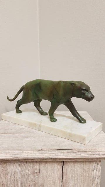 Maurice Font - sculptuur, Staande panter - 15 cm - regule