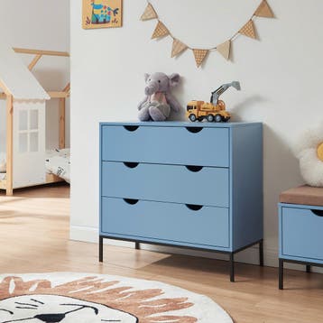 Commode Colwyn met 3 lades 78x80x40 cm blauw [en.casa], Verzenden, Nieuw