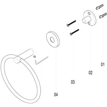 Handdoekring - Leoni Rimbo - 16cm - Rond - Mat Zwart, Ophalen of Verzenden, Nieuw