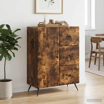 vidaXL Dressoir Gerookt eiken 66 x 34,5 x 90 cm Bewerkt hout, Verzenden, Nieuw, Overige houtsoorten, Minder dan 50 cm