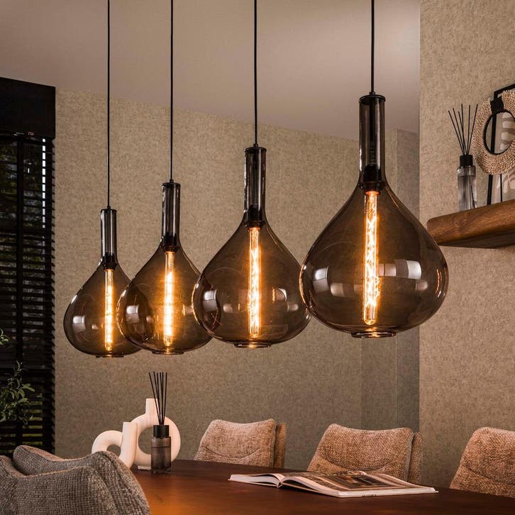 Fraaai Chiara hanglamp 4L druppel smoke glas - artic zwart, Huis en Inrichting, Stoelen, Zwart, Nieuw, Ophalen of Verzenden