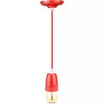 Retro porseleinen lamp - ROOD - E27 fitting - pendel, Ophalen of Verzenden, Nieuw